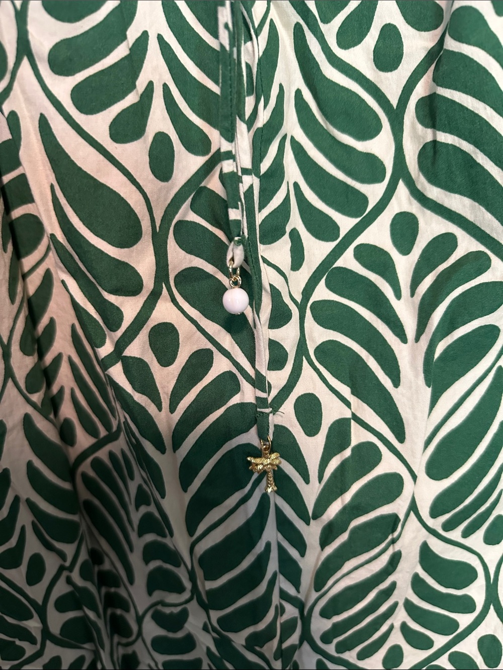 H&M Cream Midi Dress with Green Leaf Print - Picture 3 of 5